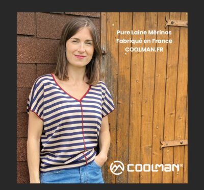 Création T-shirt laine mérinos manches tombantes femme